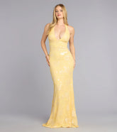 Aleah Floral Sequin Beaded Mesh Mermaid Dress