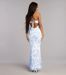 Kassie Beaded Sequin Floral Formal Dress