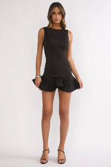 Chandelia Pleated Mini Dress Black
