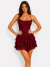 Flirt First Lace Tiered Skater Dress