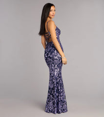 Rylee Sequin Lace-Up Formal Dress