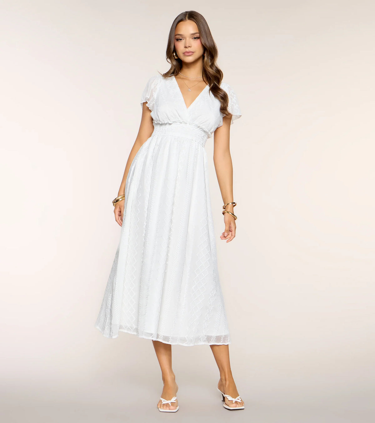 Garden Kisses Flutter Sleeve Midi Dress
