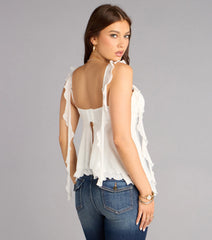 Soft Focus Ruffle Babydoll Top
