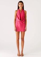 Halia Cowl Mini Dress - Watermelon