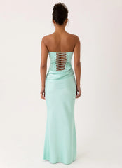 Adara Corset Maxi Dress - Aqua