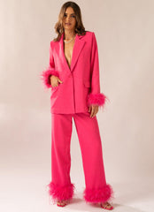 Shake It Off Feather Pants - Magenta