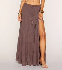 Free Spirit Tiered Slit Maxi Skirt