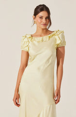 Auden Satin Ruffle Midi Dress