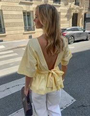 Duttini | Open-Back Peplum Blouse