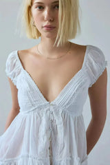 Celeste Lace V Neck Top