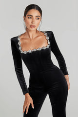 Evelyn Crystal Square Jumpsuit