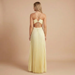 Riley Pleated Halter Maxi Dress