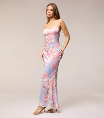 Blossom Blur Satin Floral Maxi Dress