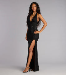 Debbie Floral Rhinestone Mermaid Formal Dress