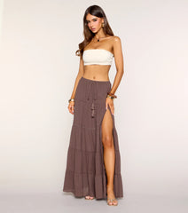 Free Spirit Tiered Slit Maxi Skirt