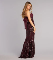 Indie Sequin Bow Column Formal Dress