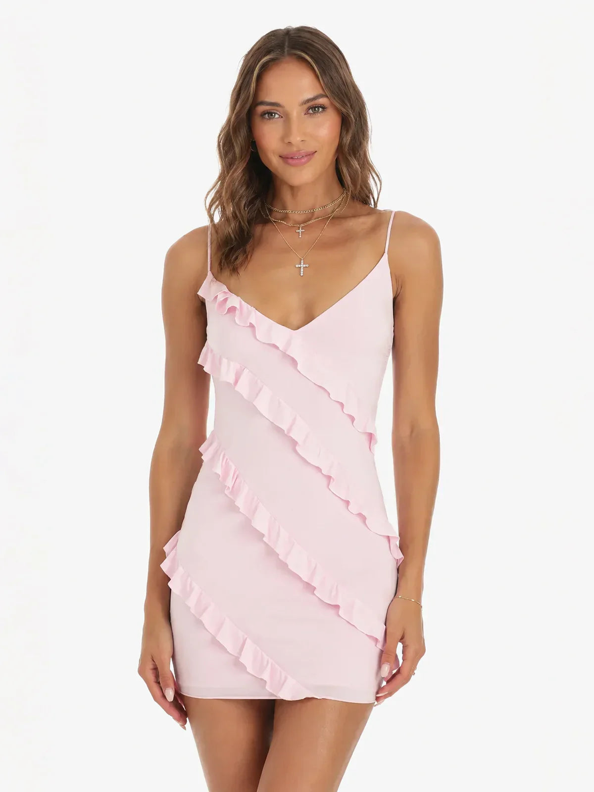 Ruffle Mini Dress In Pink