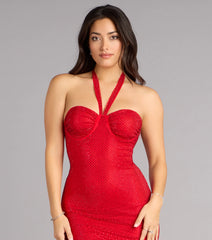 Mackinley Rhinestone Lace-Up Column Formal Dress