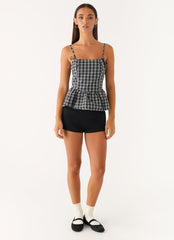 Laura Top - White Black Check