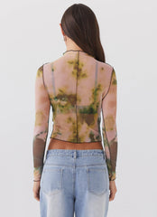 Neon Serenade Mesh Long Sleeve Top - Rainforest