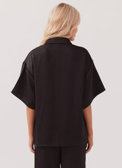Palm Cove Satin Shirt - Black