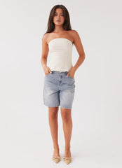 Stephanie Linen Tube Top - Ivory Cream