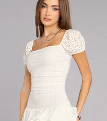 Dreamy Eyelet Ruffle Mini Dress