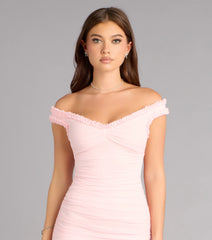 Emmalyn Mesh Off-The-Shoulder Formal Dress