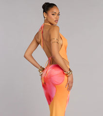 Sunset Mood Tropical Floral Halter Top