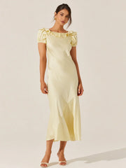 Auden Satin Ruffle Midi Dress