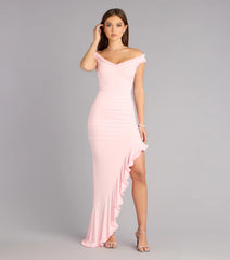 Emmalyn Mesh Off-The-Shoulder Formal Dress