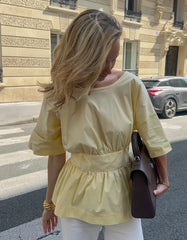 Duttini | Open-Back Peplum Blouse