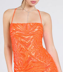 Lottie Sequin Lace-Up Mermaid Dress