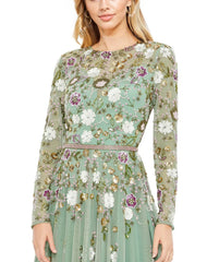Tea Length Long Sleeve Formal Dress