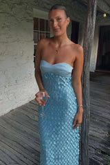 Duttini | Sculpted Petal Texture Strapless Evening Dress