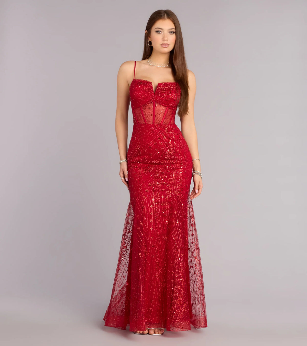Sandy Glitter Corset Ball Gown