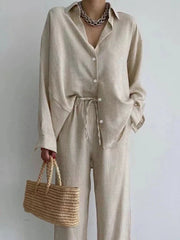Natalie Linen Button Pants Set