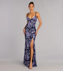 Angela Floral Sequin Formal Dress
