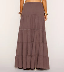 Free Spirit Tiered Slit Maxi Skirt