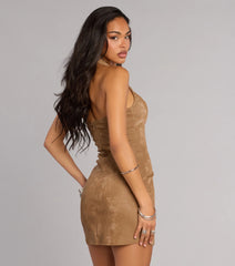 Low Key Heat Lace Up Halter Mini Dress