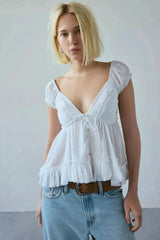 Celeste Lace V Neck Top