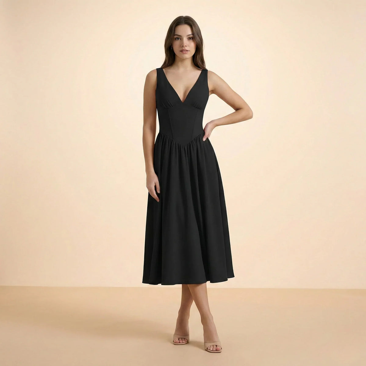 Isabelle V-Neck Midi Dress