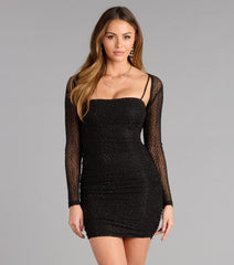 Tabitha Rhinestone Mini Dress with Shawl