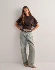 Duttini | Cinched Waist Cropped T-Shirt